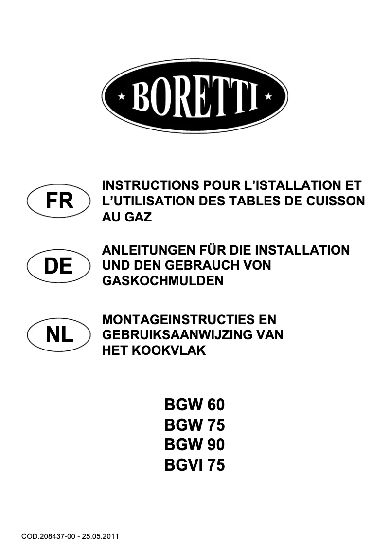 Image de la première page du manuel de l'appareil BGVI 75