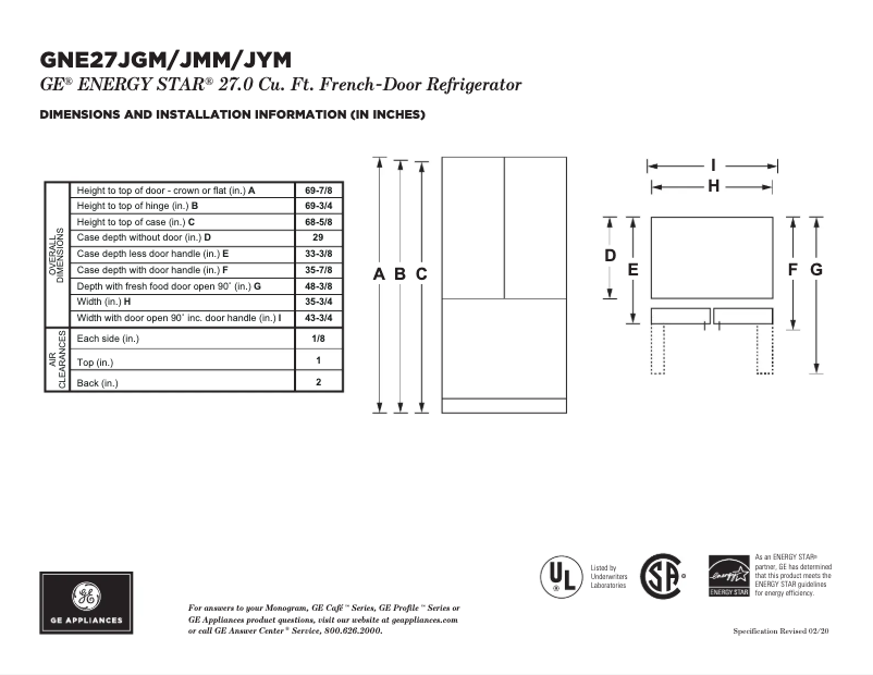 First page image of the manual for GNE27JYMFS