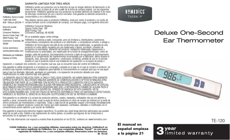 Image de la première page du manuel de l'appareil TE-120