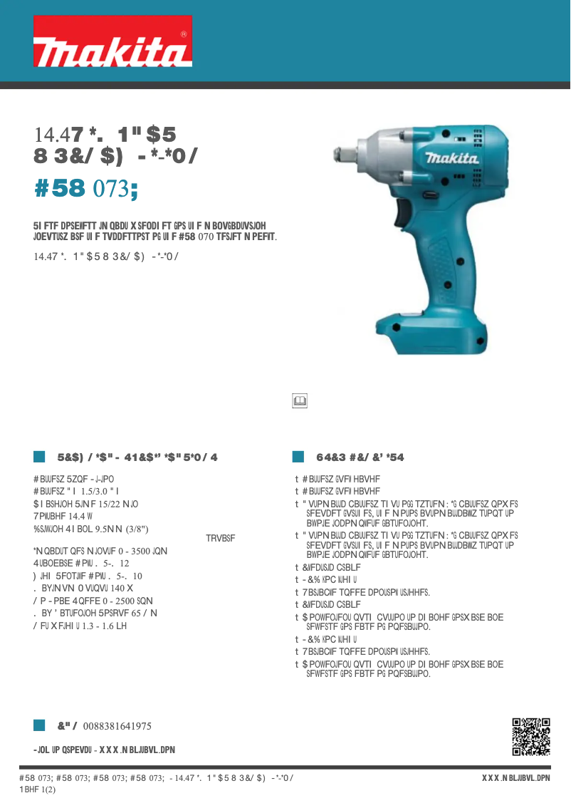 Page n°1 - Fiche technique Makita BTW073Z