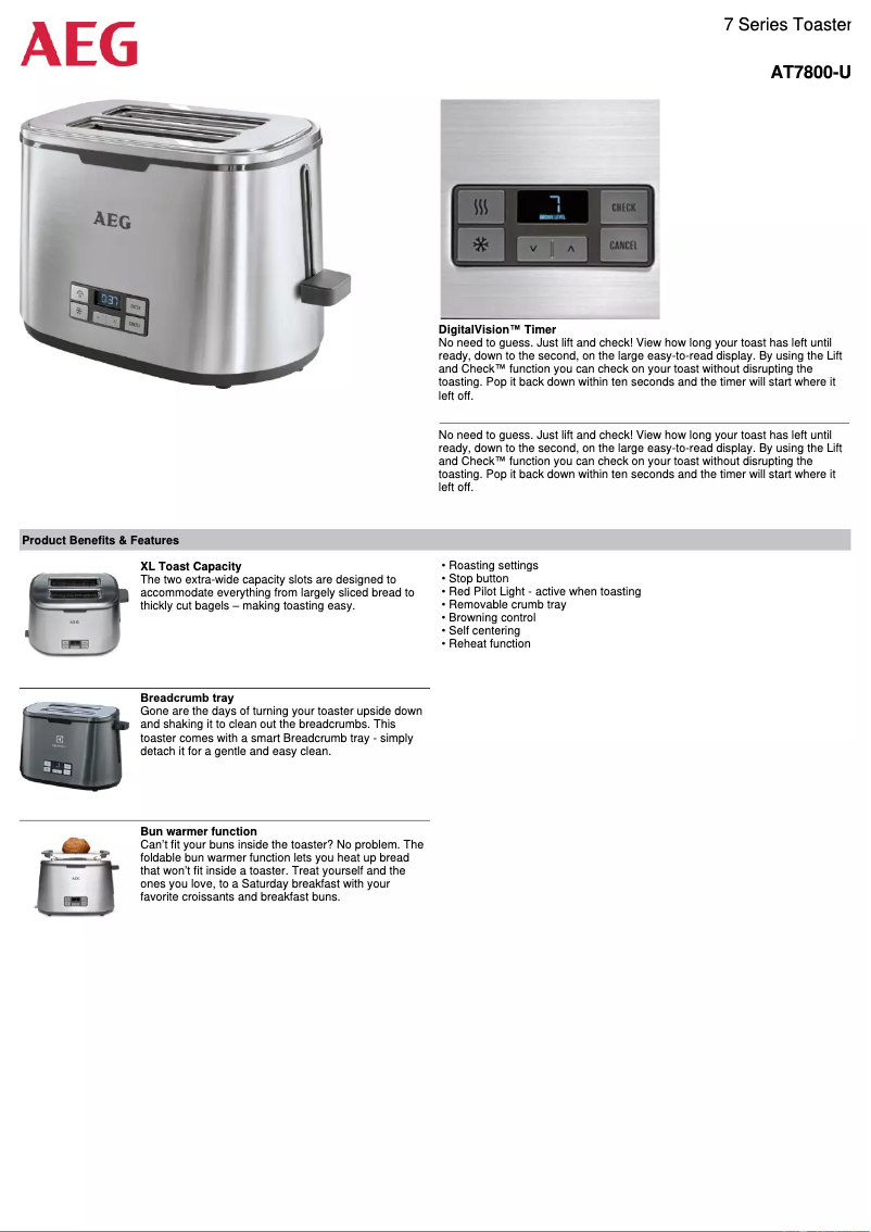 Página 1 del manual Ficha técnica AEG AT7800-U