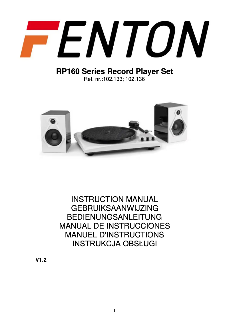 Page n°1 - Manuel utilisateur Fenton RP160B