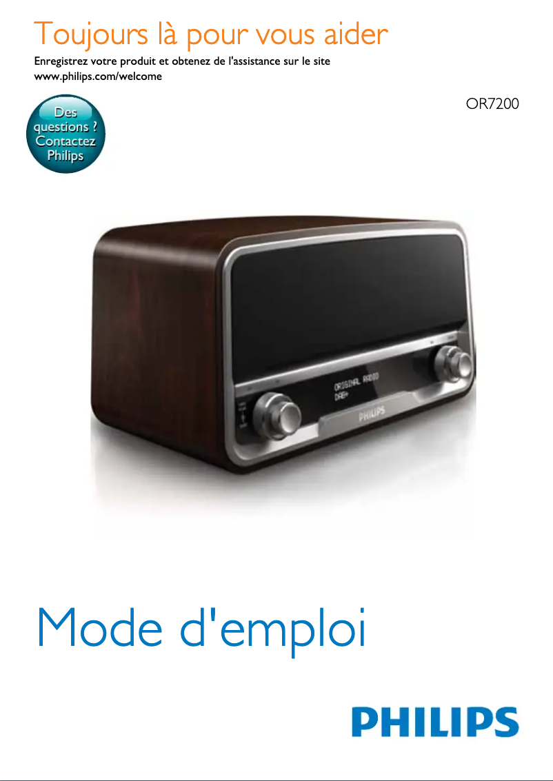 Page 1 de la notice Manuel utilisateur Philips OR7200
