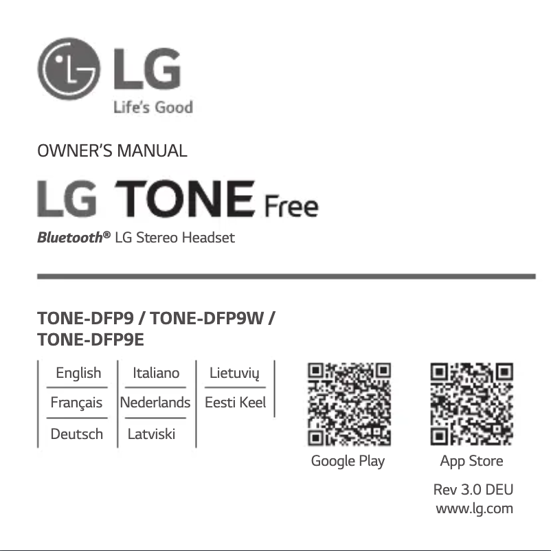 Page n°1 - Manuel utilisateur LG Tone Free TONE-DFP9E