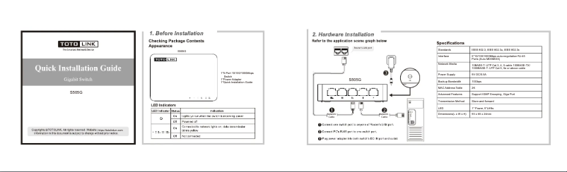 Page n°1 - Manuel utilisateur Totolink S505G