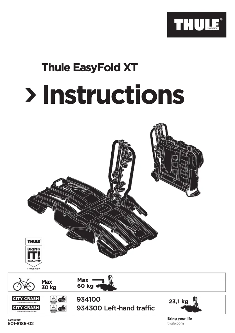Page 1 de la notice Manuel utilisateur Thule EasyFold XT 934