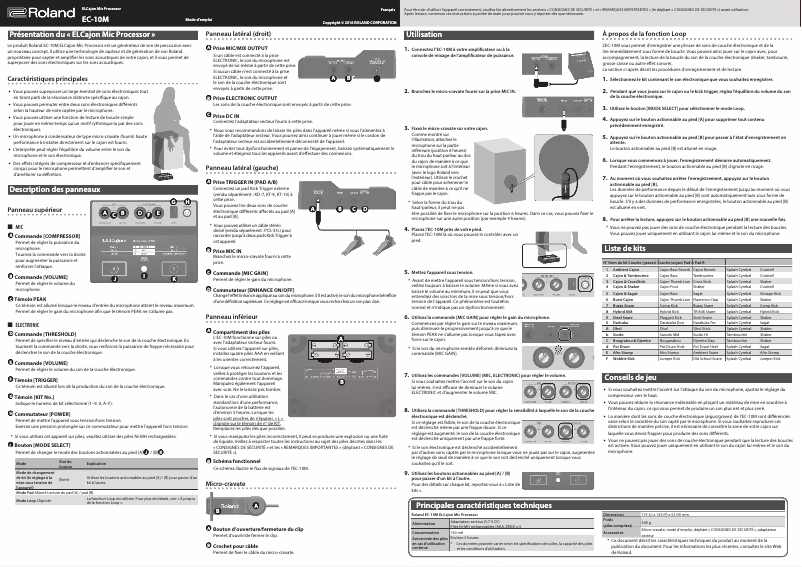 Page n°1 - Manuel utilisateur Roland ELCajon EC-10M