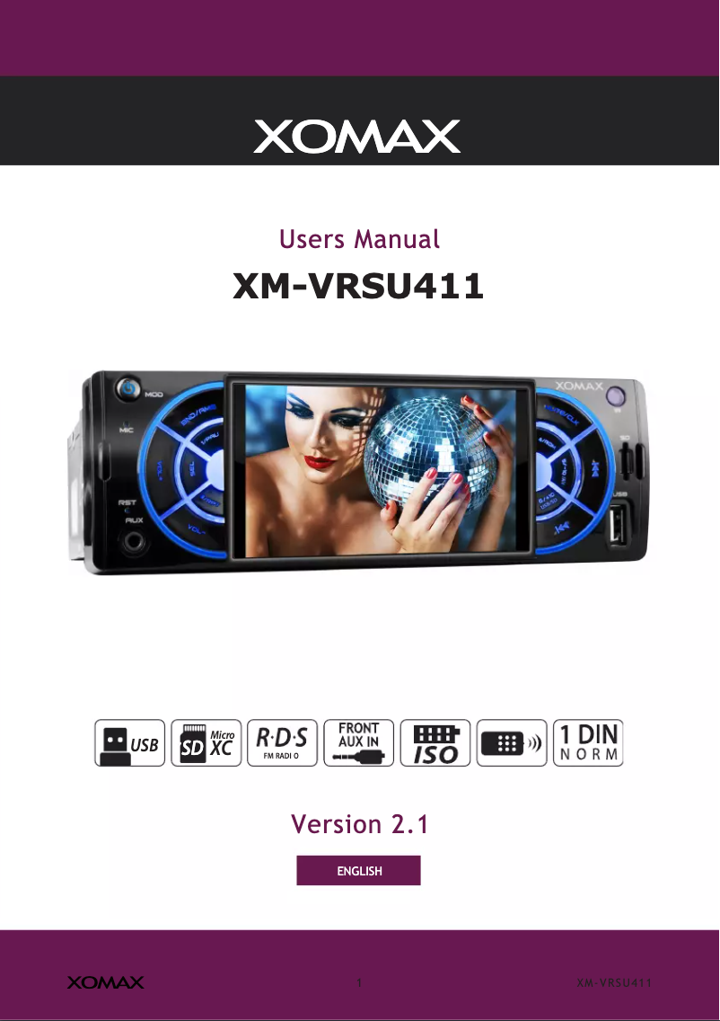 Image de la première page du manuel de l'appareil XM-VRSU411 V2