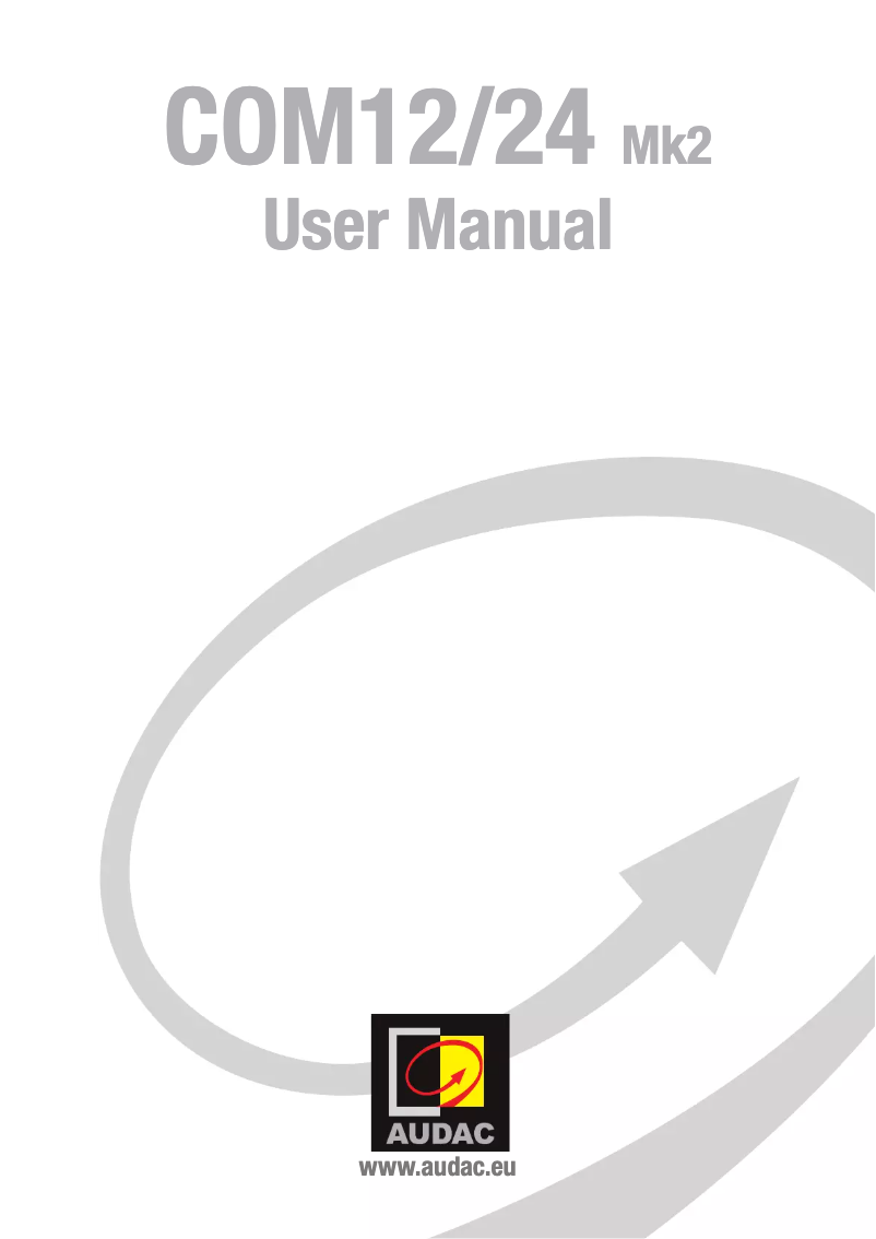 Page n°1 - Manuel utilisateur Audac COM12MK2