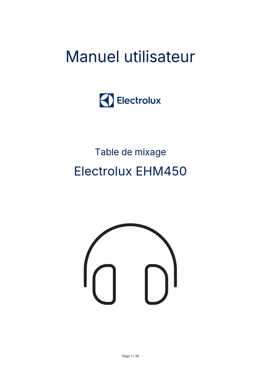 Page n°1 - Manuel utilisateur Electrolux EHM450