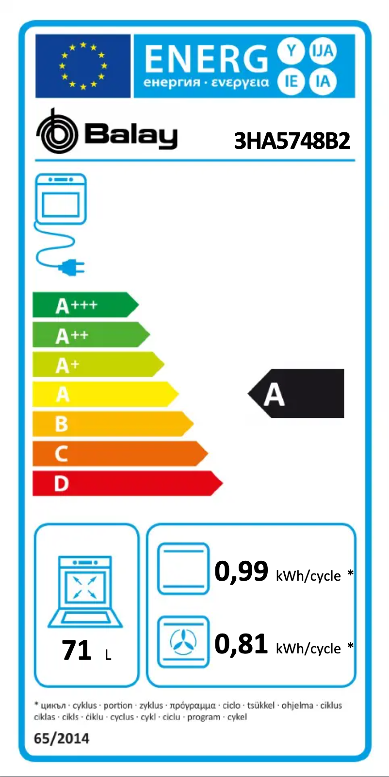 Page n°1 - Label énergétique Balay 3HA5748B2