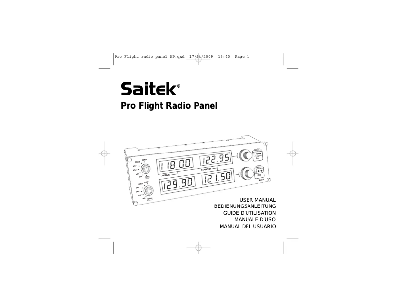 Page 1 de la notice Manuel utilisateur Saitek Pro Flight Radio Panel PC