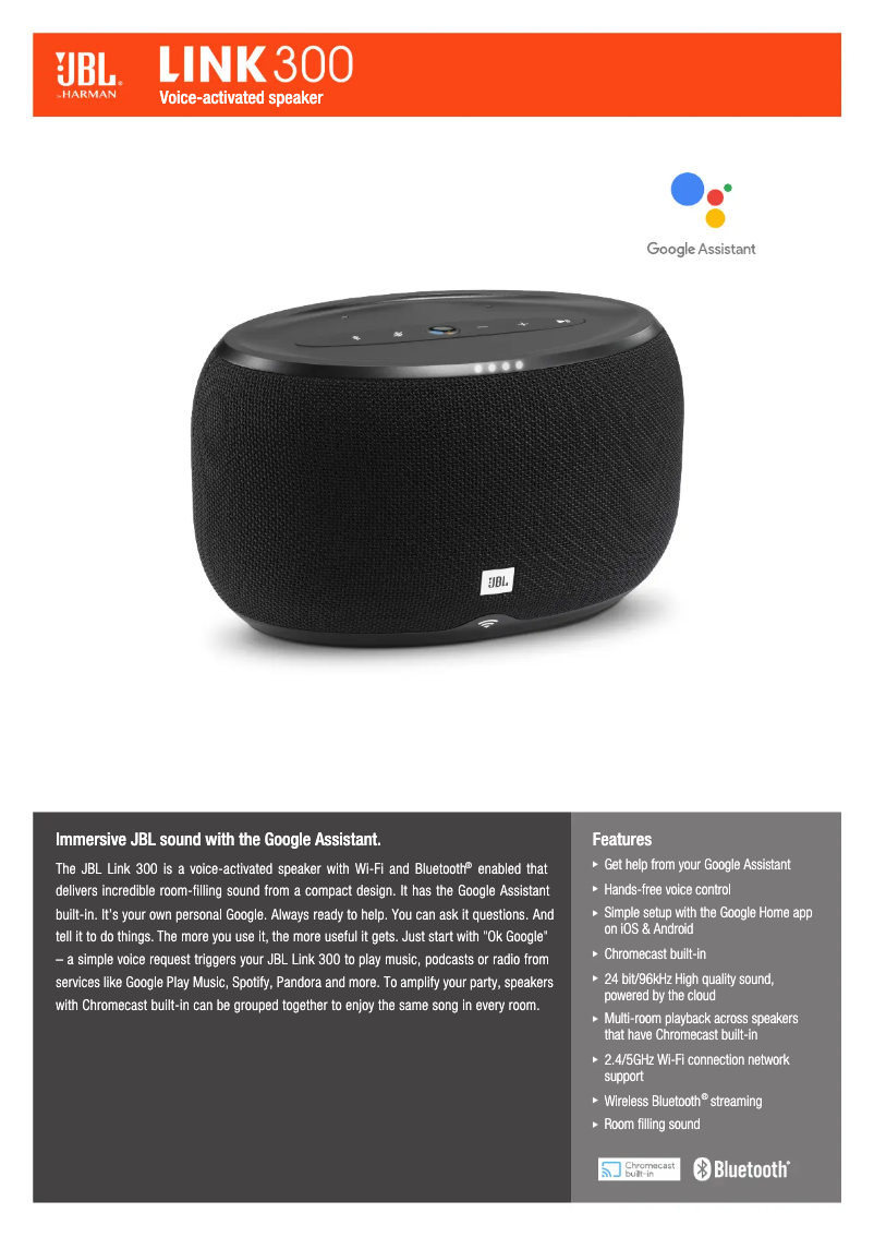 Page n°1 - Fiche technique JBL Link 300