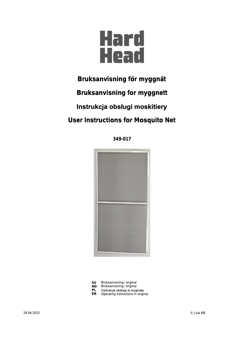 Page n°1 - Manuel utilisateur Hard Head 349-017