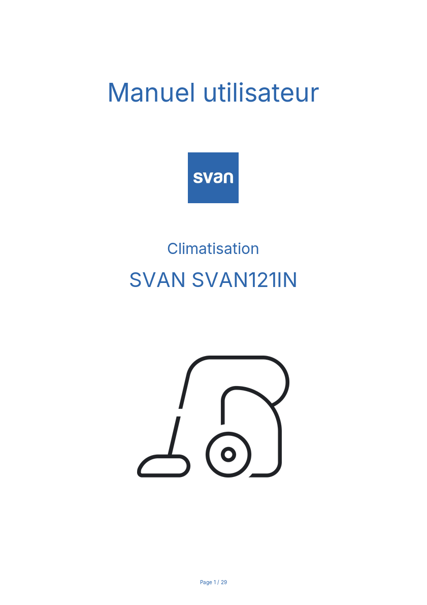 Image de la première page du manuel de l'appareil SVAN121IN