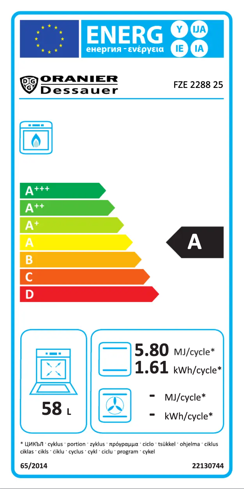 Page 1 de la notice Manuel utilisateur Oranier FZE 2288