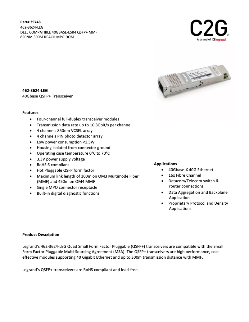 Page 1 de la notice Manuel utilisateur C2G 39748