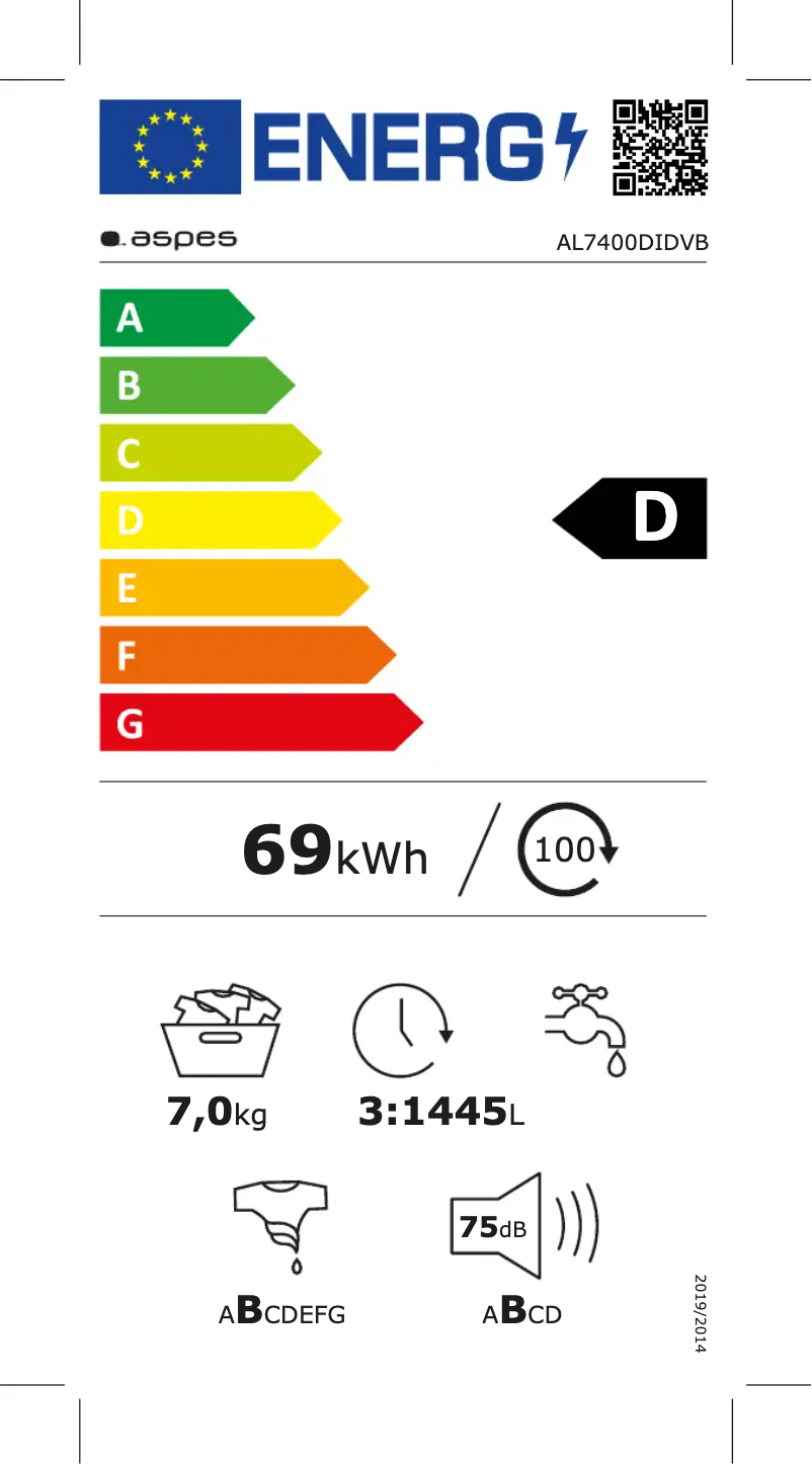 Page n°1 - Label énergétique Aspes AL7400DIDVB