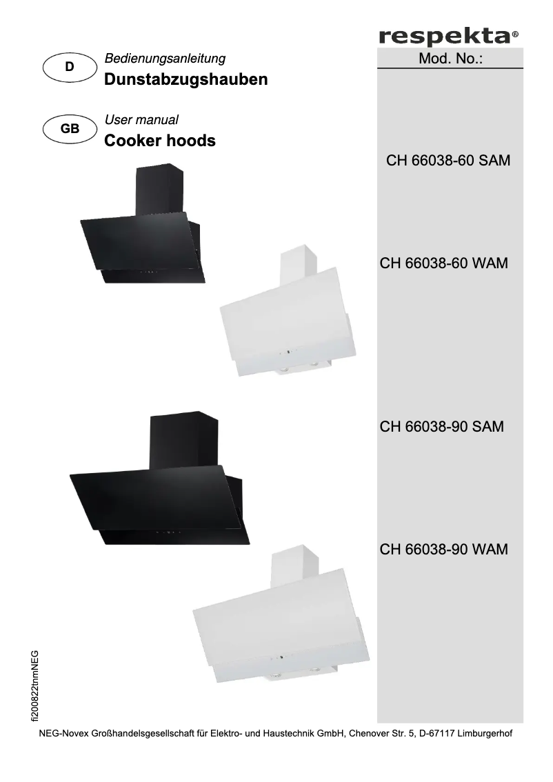 Page n°1 - Manuel utilisateur Respekta CH66038-60 W