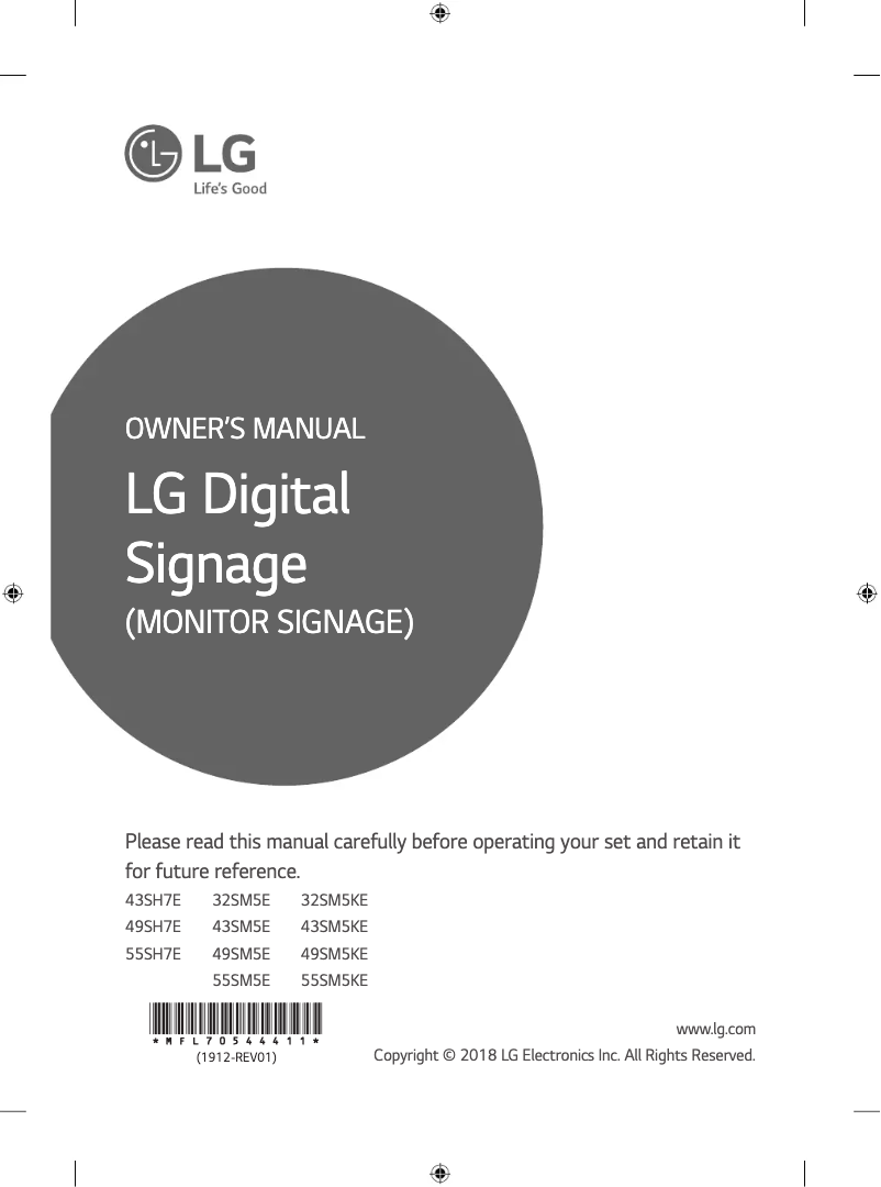Page 1 de la notice Manuel utilisateur LG 43SM5KE