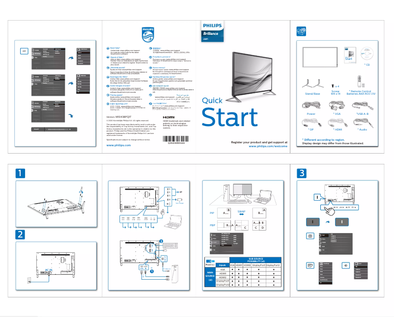 Page n°1 - Guide de démarrage rapide Philips Brilliance 438P1