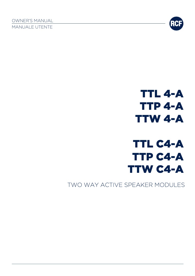 Page 1 de la notice Manuel utilisateur RCF TTP 4-A