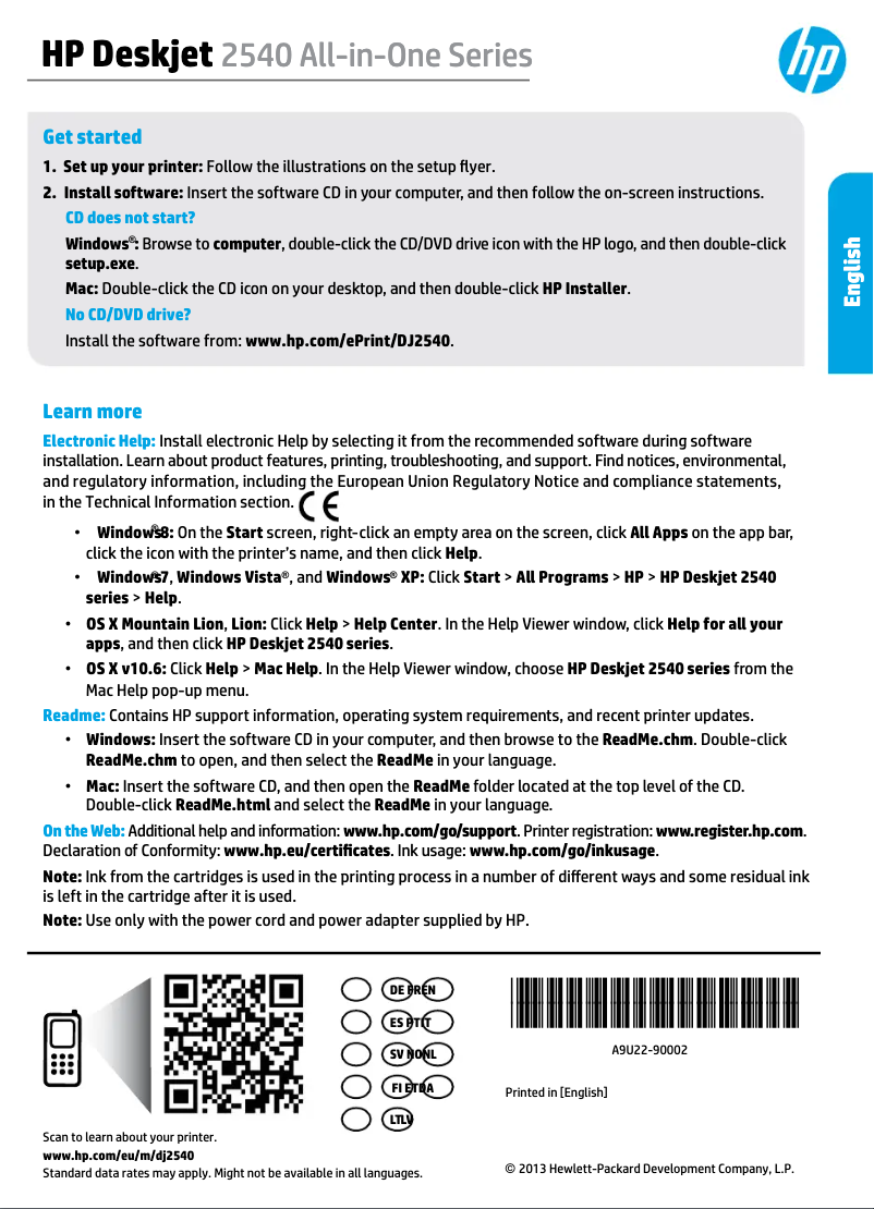 Page n°1 - Manuel utilisateur HP Deskjet 2541