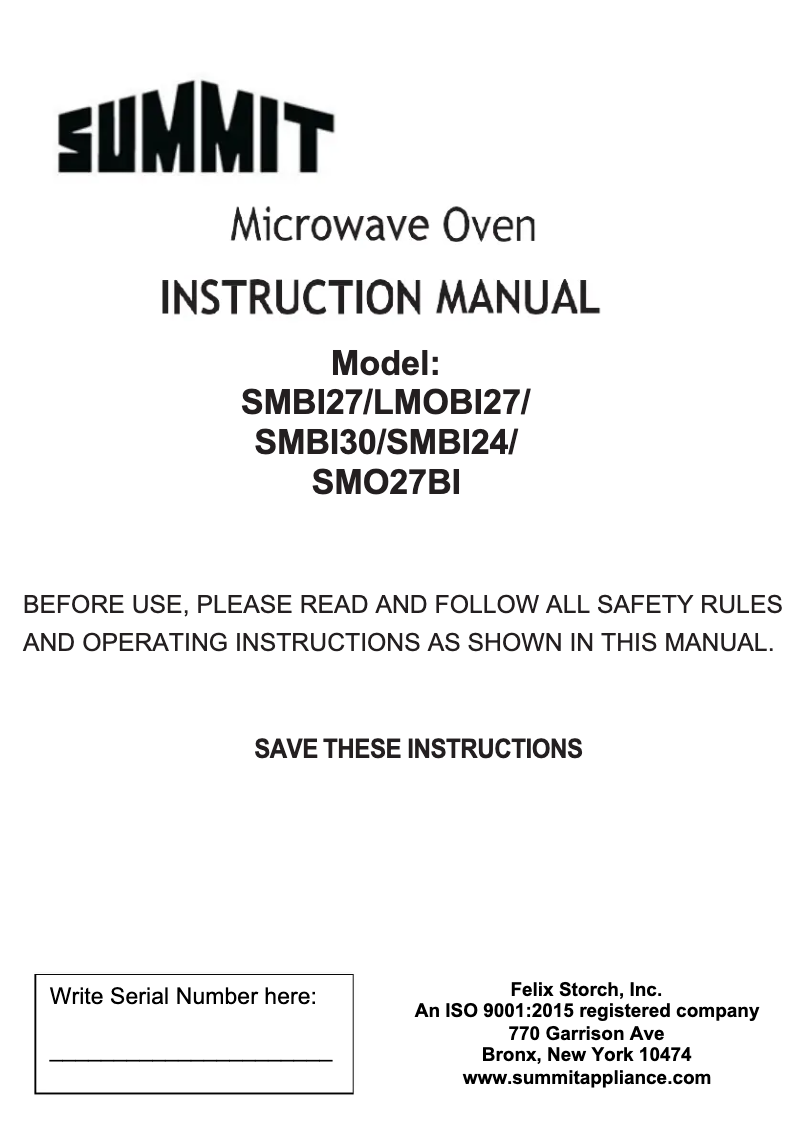 Page 1 de la notice Manuel utilisateur Summit SMBI27