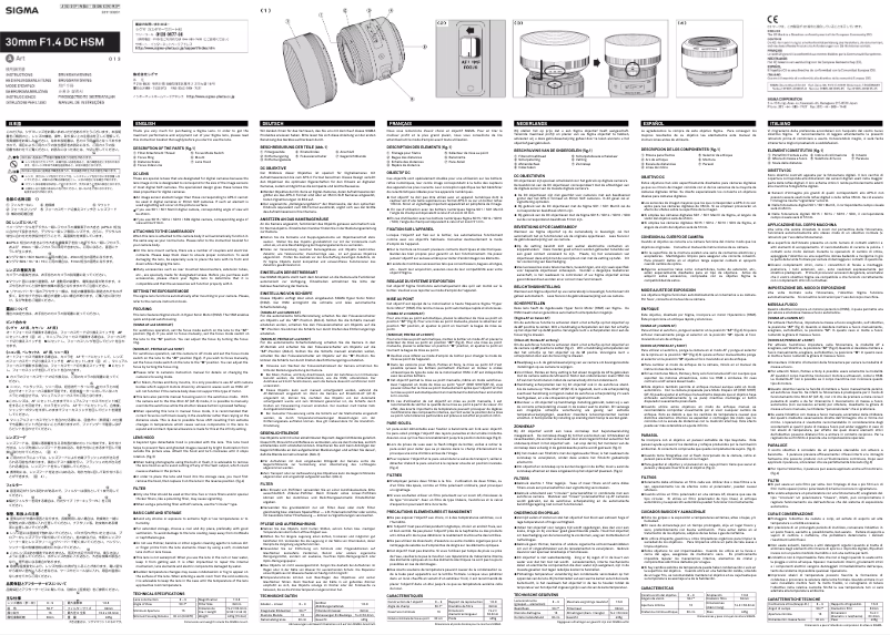 Página 1 del manual Manual de usuario Sigma 30mm f/1.4 DC HSM ART Canon
