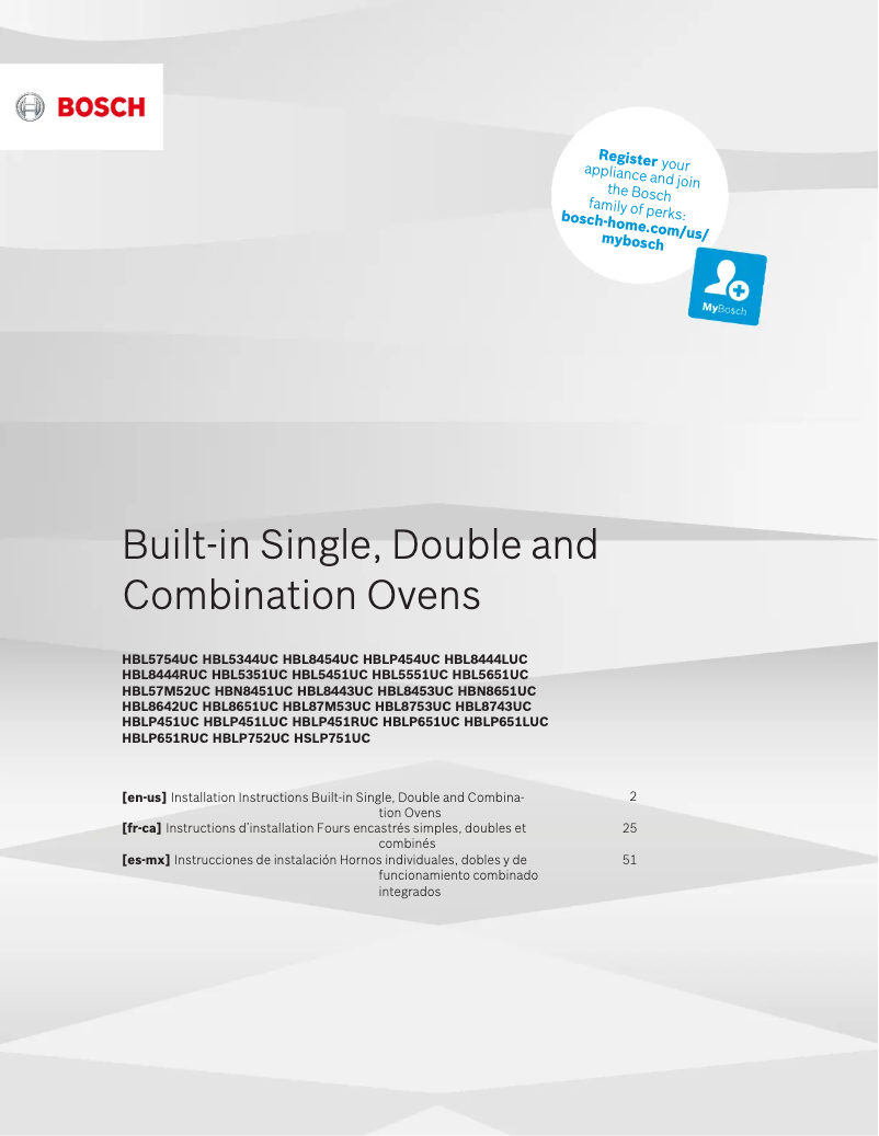 Page n°1 - Guide d'installation Bosch HBL8444RUC