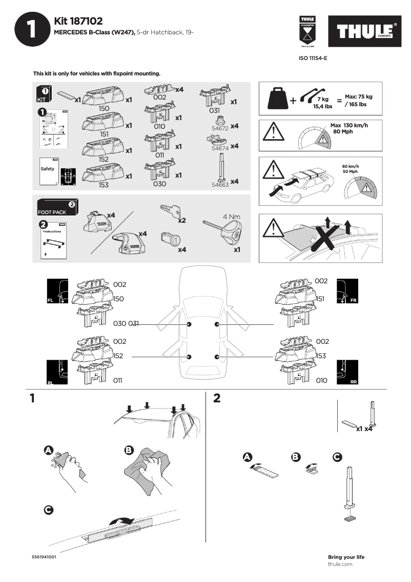 Page n°1 - Manuel utilisateur Thule Kit 187102