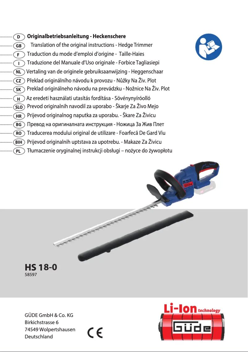 Page n°1 - Manuel utilisateur Güde HS 18-0