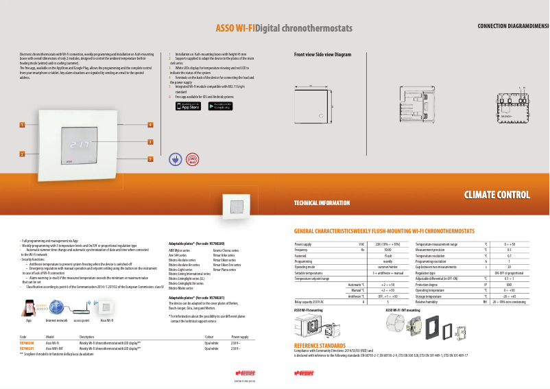 Page 1 de la notice Fiche technique Vemer Asso Wi-Fi