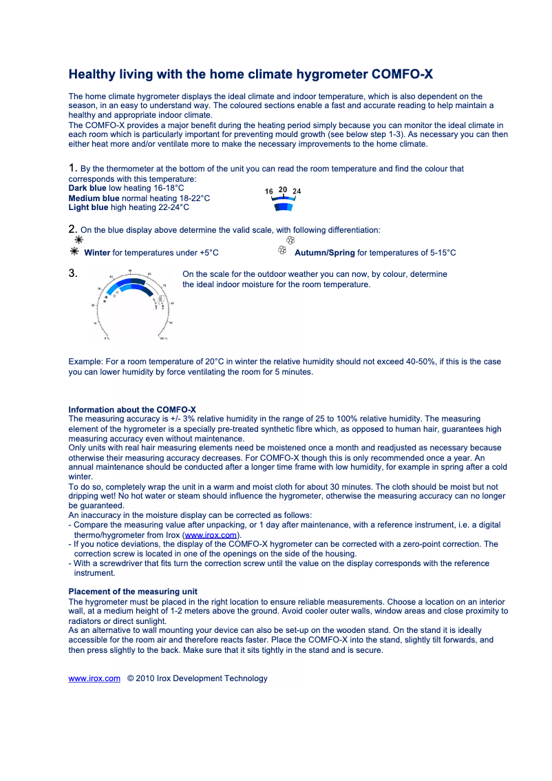 Page 1 de la notice Manuel utilisateur Irox Comfo-X