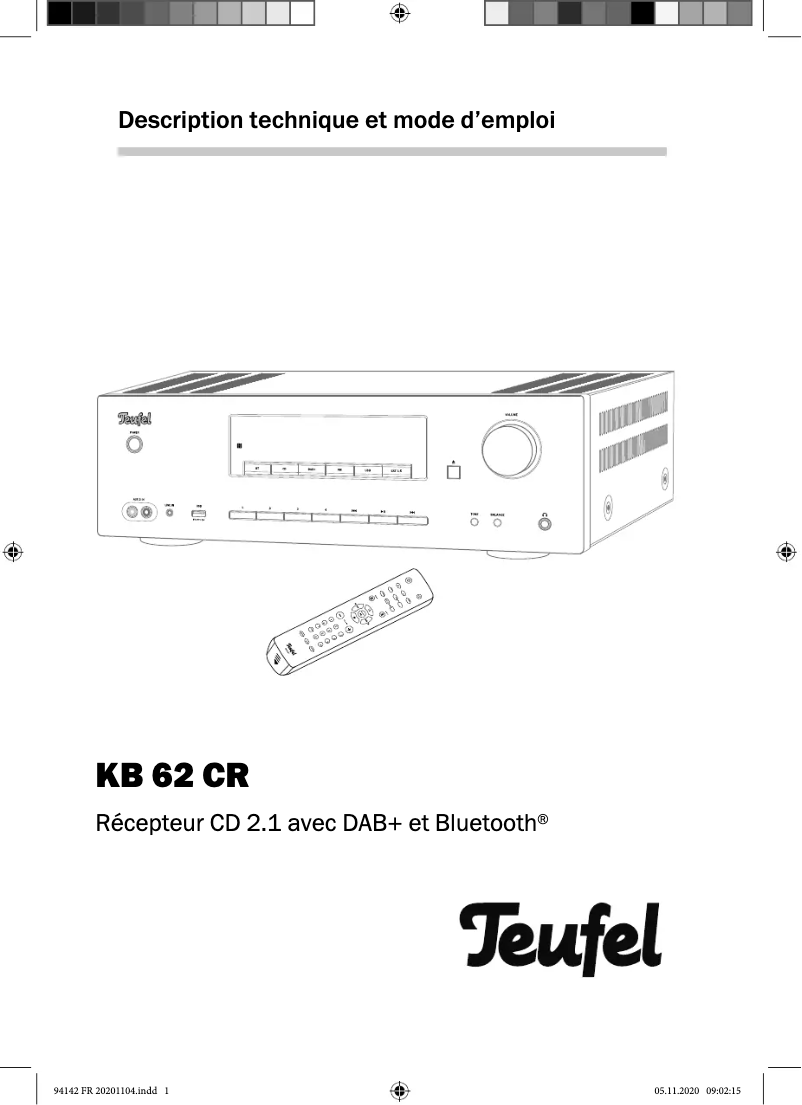 Page 1 de la notice Manuel utilisateur Teufel KB 62 CR