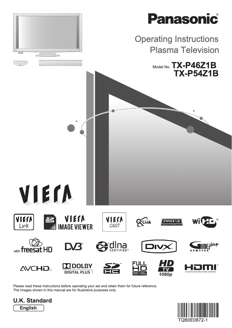 Page 1 de la notice Manuel utilisateur Panasonic TX-P54Z1B