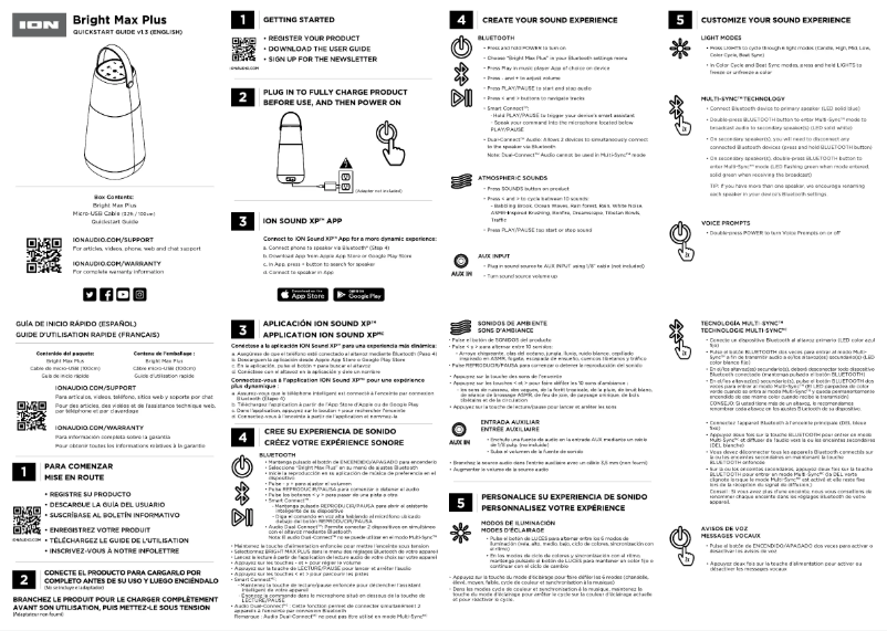 Page n°1 - Guide de démarrage rapide ION Bright Max Plus