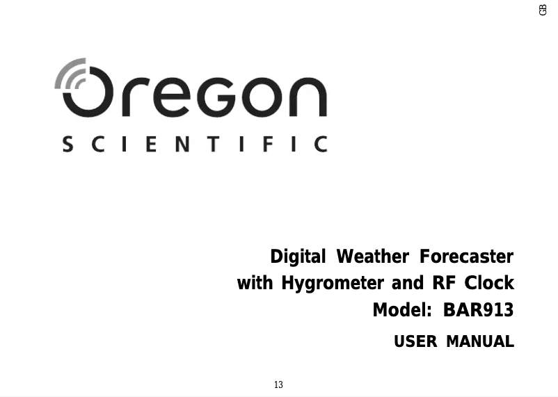 Image de la première page du manuel de l'appareil BAR913