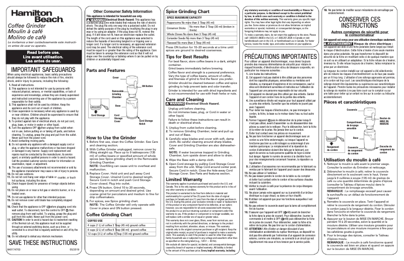 Image de la première page du manuel de l'appareil 80335R