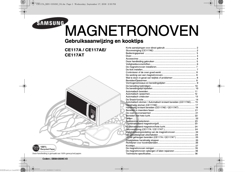 Page n°1 - Manuel utilisateur Samsung CE117AE