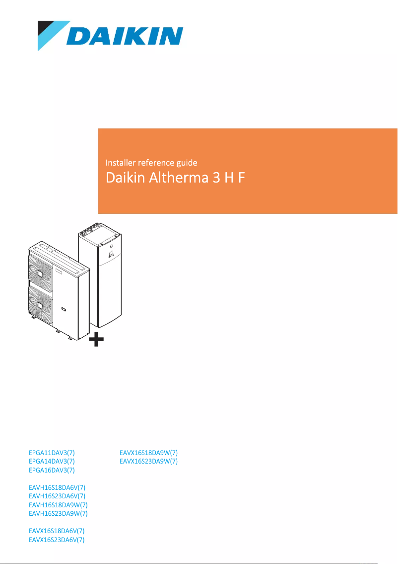 Page 1 de la notice Guide d'installation Daikin EAVH16S23DA9W