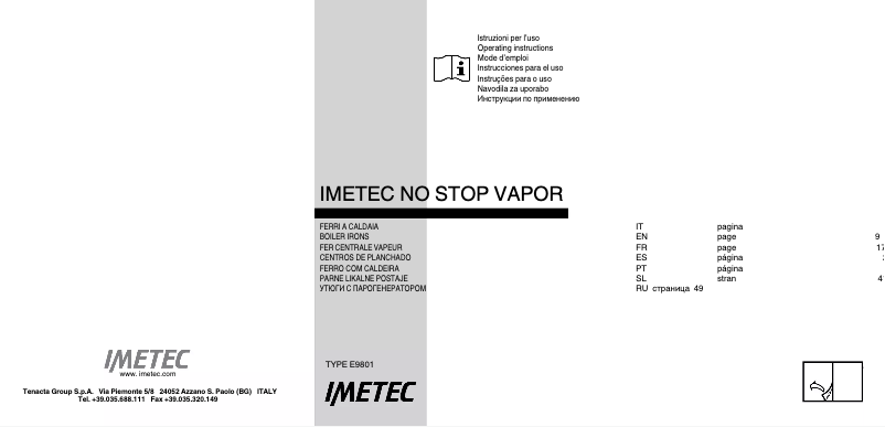 Image de la première page du manuel de l'appareil E9801