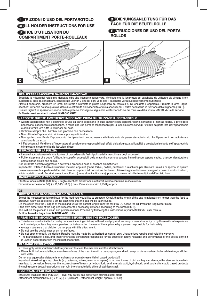 Page n°1 - Manuel utilisateur Magic Vac Jumbo Plus