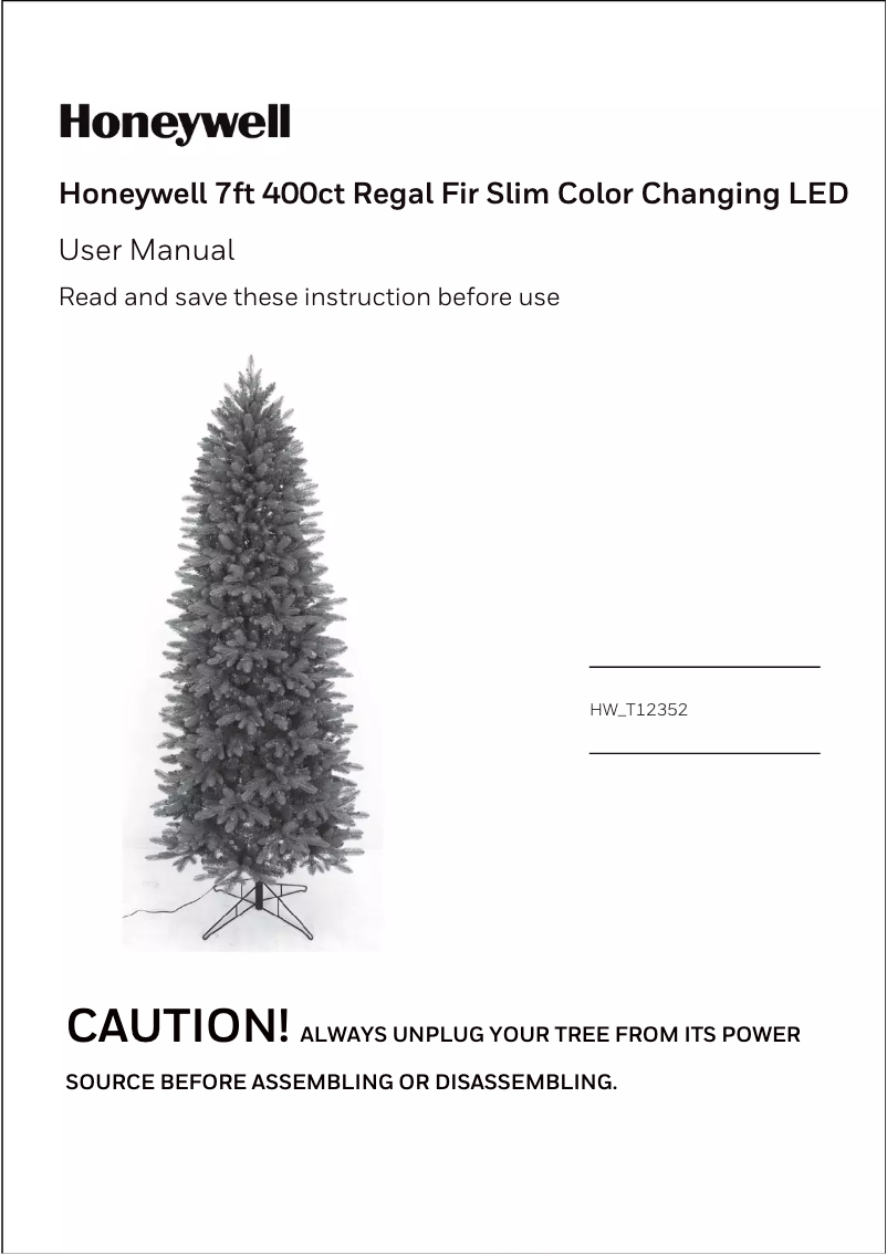 Page 1 de la notice Manuel utilisateur Honeywell HW-T12352