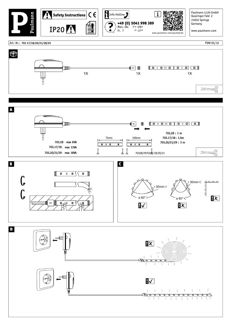 Page 1 de la notice Manuel utilisateur Paulmann 703.17