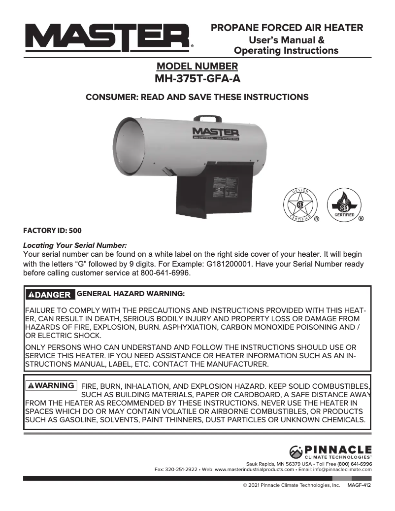 Image de la première page du manuel de l'appareil MH-375T-GFA