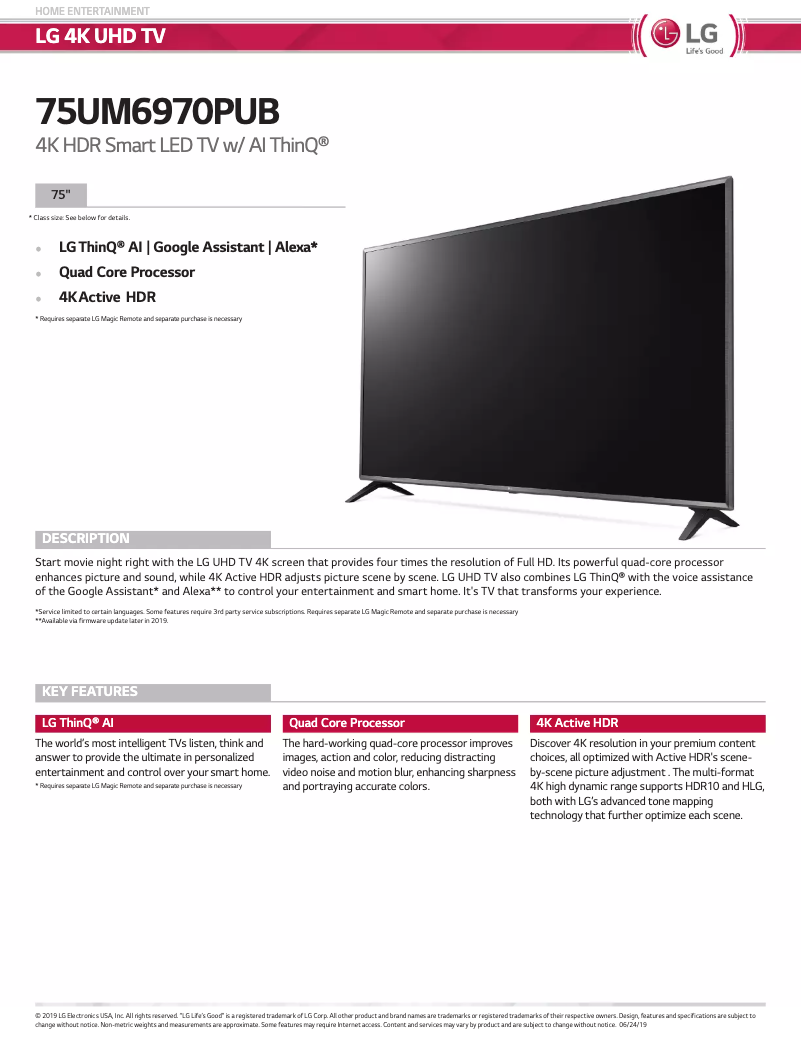 Page n°1 - Manuel utilisateur LG UM6970PUB