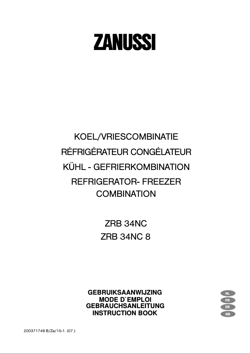 Image de la première page du manuel de l'appareil ZRB 34 nd