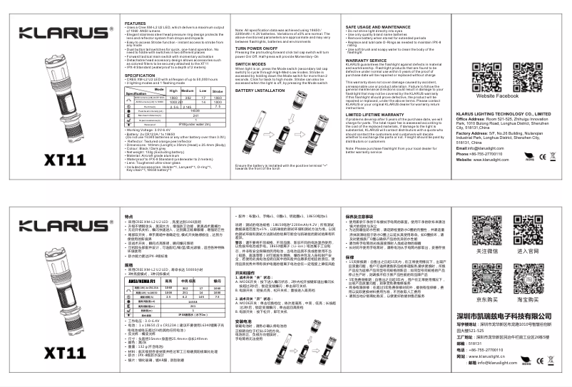 Image de la première page du manuel de l'appareil XT11