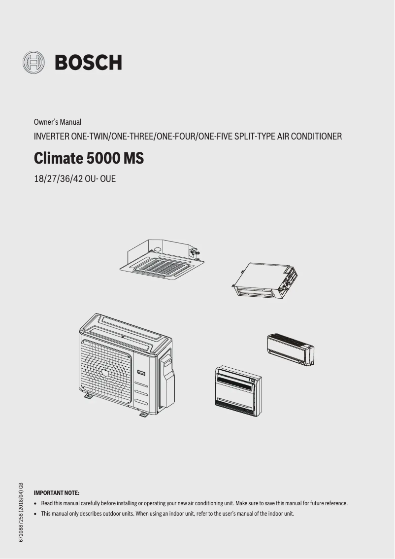 Page 1 de la notice Manuel utilisateur Bosch Climate 5000 MS